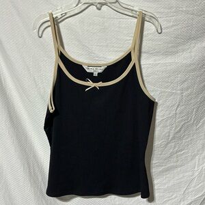 Trina Turk L black tan spaghetti strap cami nylon Lycra blend euc vintage 90’s